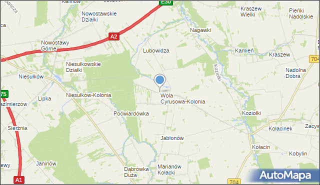 mapa Wola Cyrusowa-Kolonia, Wola Cyrusowa-Kolonia na mapie Targeo